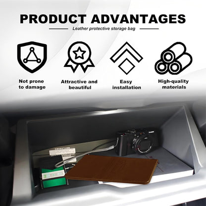 Leather Premium Car Registration & Insurance Card Holder, Vehicle Glove Box Wallet Case, for Documents, Cards, License (Blue)