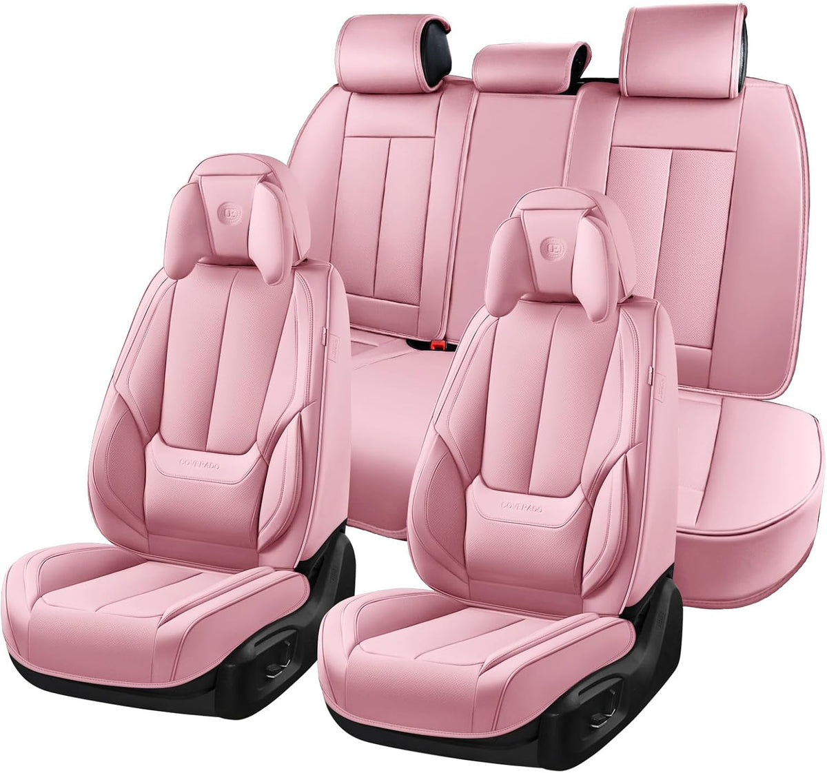 Coverado Seat Covers Full Set, Black Seat Covers for Cars 5 Seats, Car Seat Protector, Waterproof Nappa Leather Car Seat Cushion, Front and Rear Car Seat Cover Fit for Most Sedans SUV Pick-up Truck - Colors B