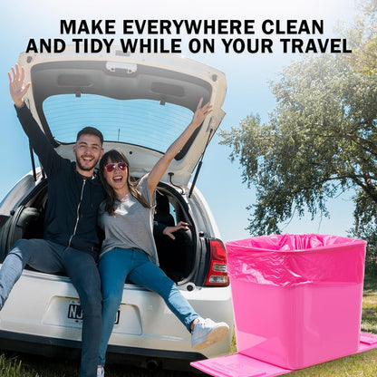 Car Trash Can with Stability Wings – Leakproof Portable Garbage Bin for Fabric & Rubber Mats – Compact Durable Plastic Auto Organizer for Cars, SUVs, Trucks (Black, Large)