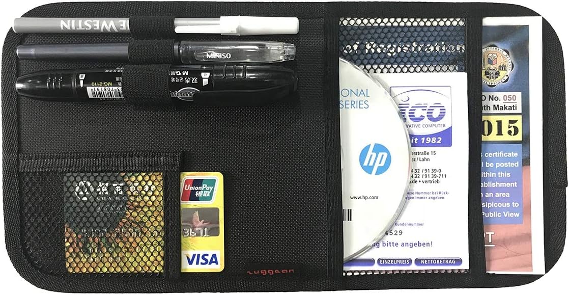 Car Sun Visor Organizer, Auto Visor Holder Interior Accessories Pocket Organizer - Car Registration Holder Document Storage Pouch Pen holder - Grey