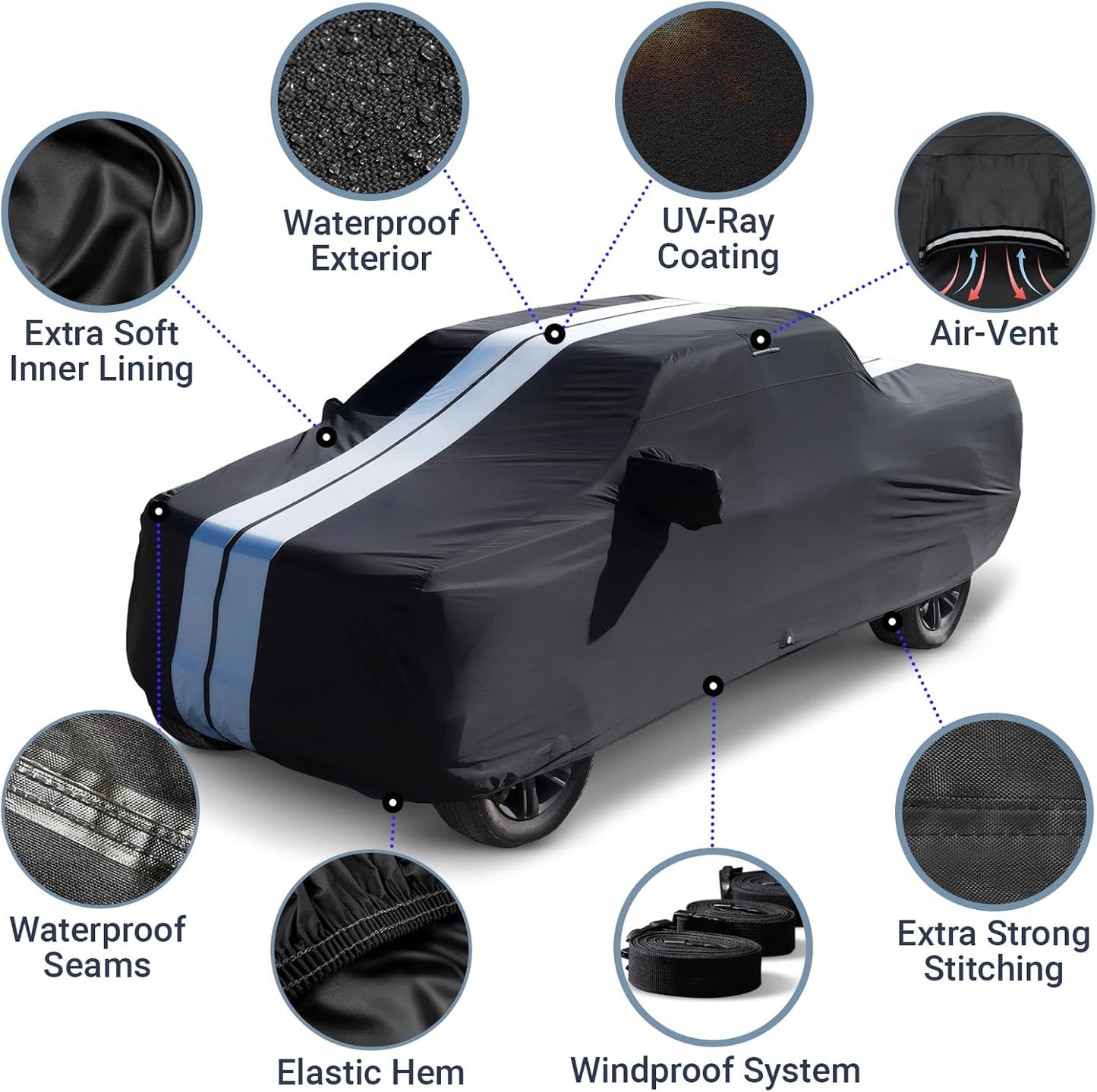 iCarCover 15-Layer Car Cover Waterproof All Weather | Premium Quality Car Covers for Automobiles, UV Protection, El Camino, Impala, Bel Air, Monte Carlo, Galaxie, Charger, Size C21 (See Size Chart) - Colors A