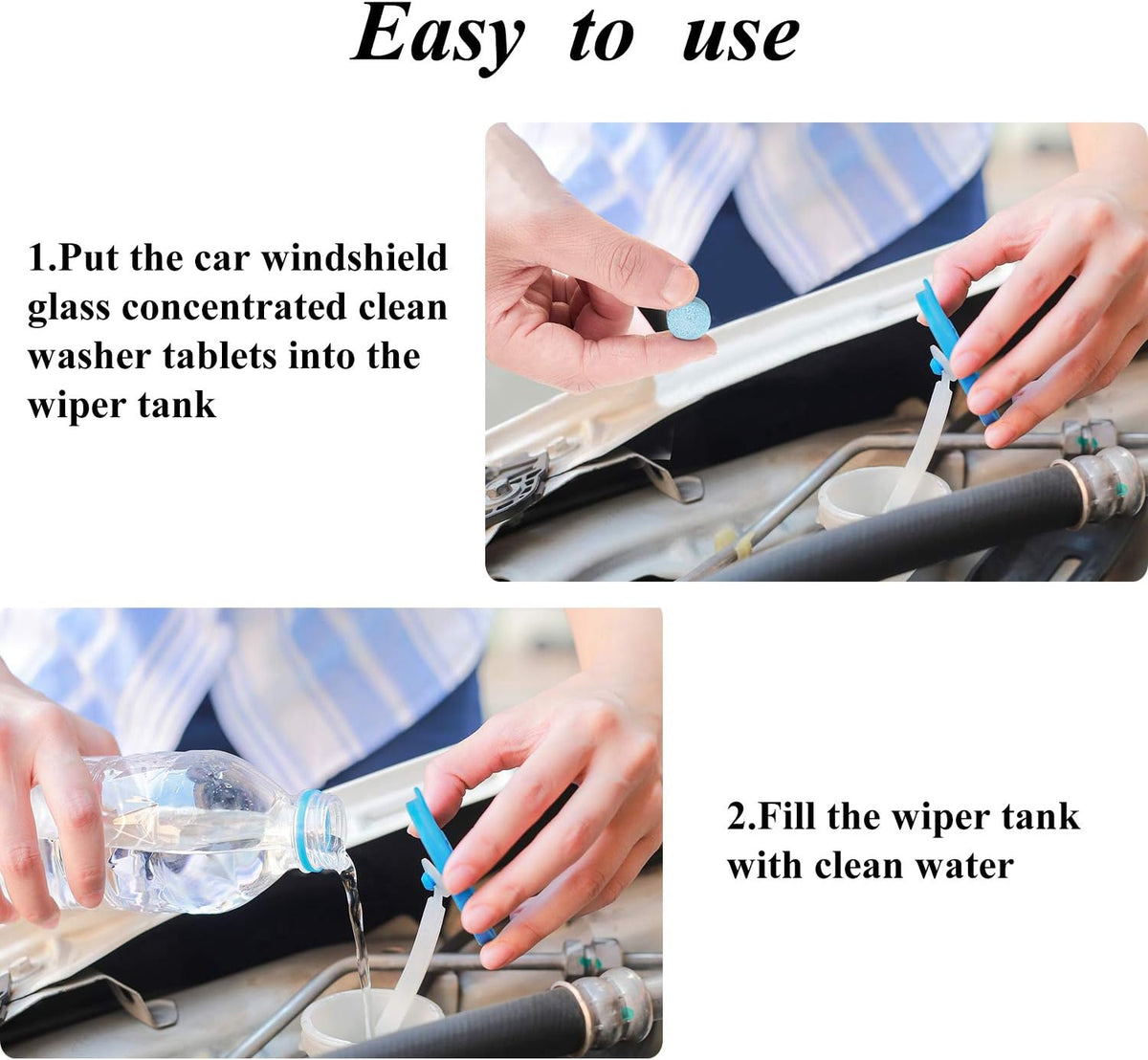 Boao 100 Pcs Car Windshield Washer Tablets Cleaning Washer Fluid Tablets Glass Concentrated Cleaner Windshield Wiper Fluid Solid Effervescent Remove Auto Glass Stains Clear Car Vision