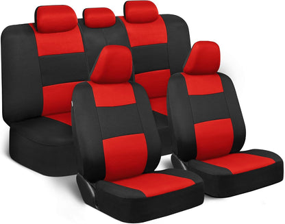 BDK PolyPro Car Seat Covers Full Set in Charcoal on Black – Front and Rear Split Bench for Cars, Easy to Install Cover Set, Accessories Auto Trucks Van SUV