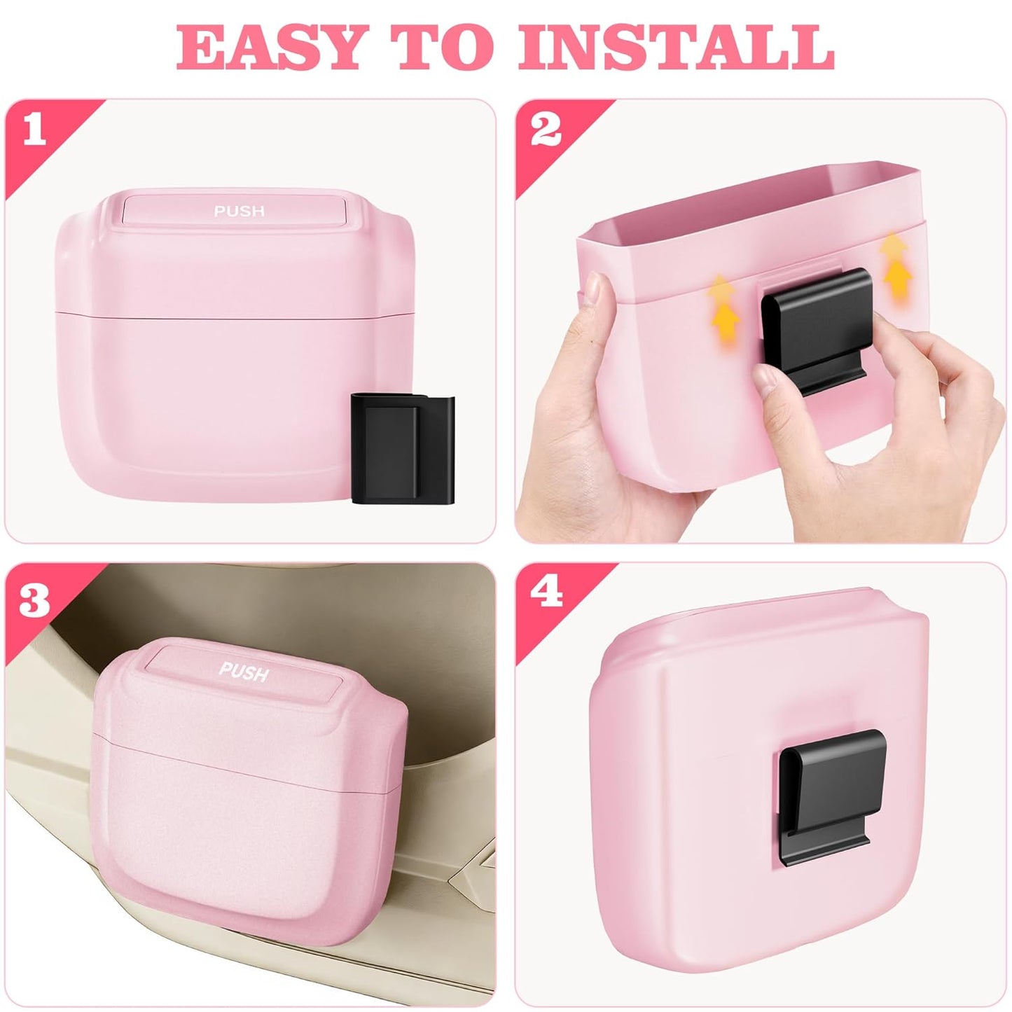 2 Packs Car Trash Can with Lid，Built-in Storage Garbage Bag，Leakproof Vehicle Trash，Car Accessories for Interior,Mini Garbage Bin for Automotive, Office, Kitchen,Bedroom，with 60pcs Trash Bags