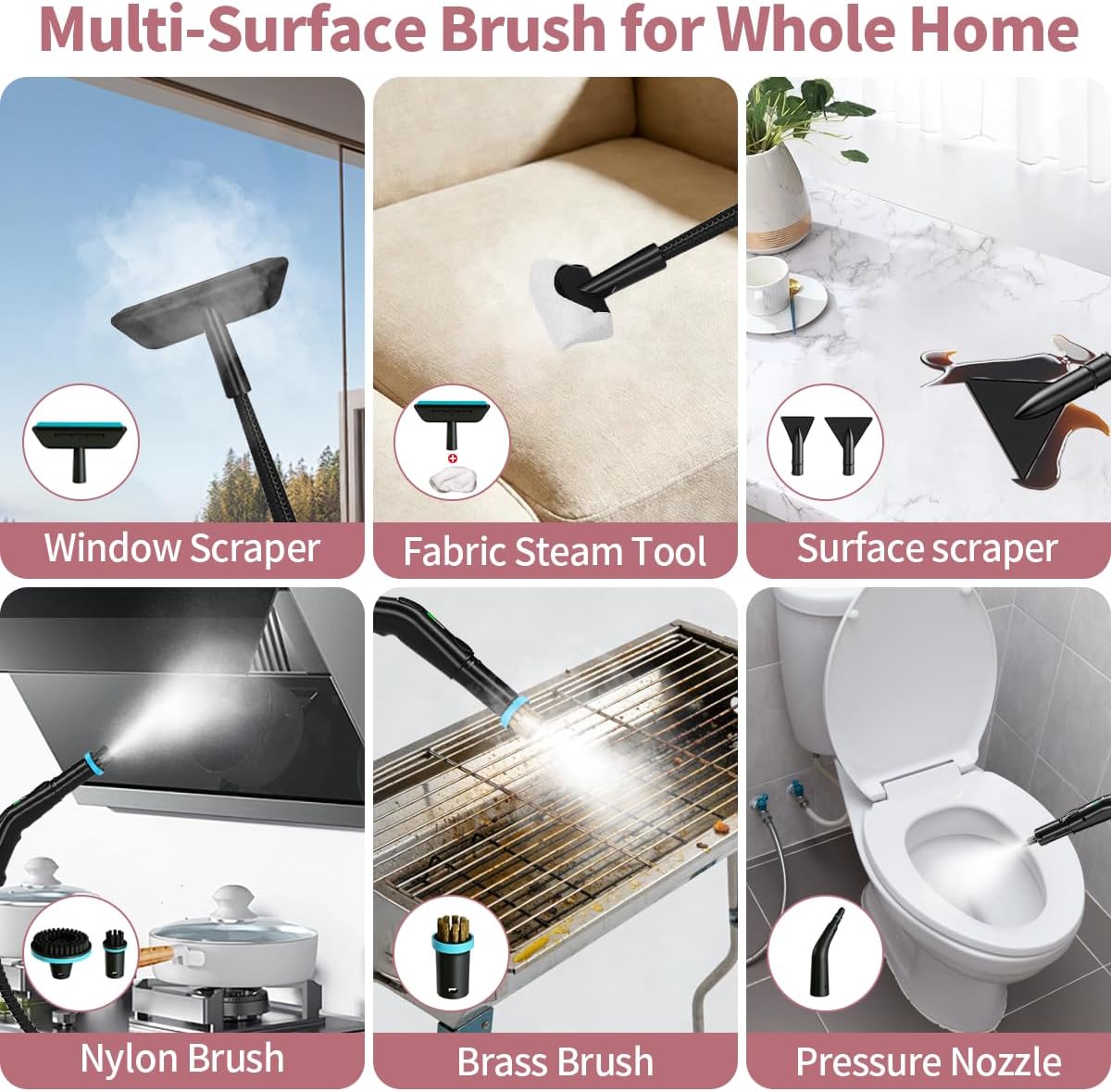 Steam Cleaner for Home & Car, 3-Level Adjustable Steamer for Cleaning with Temp Display,15s Fast Heat,1.8L Large Tank, 4Bar Powerful Steam for Grout,Grease,Tile,Couch,Toilet, Car Detailing,Windows