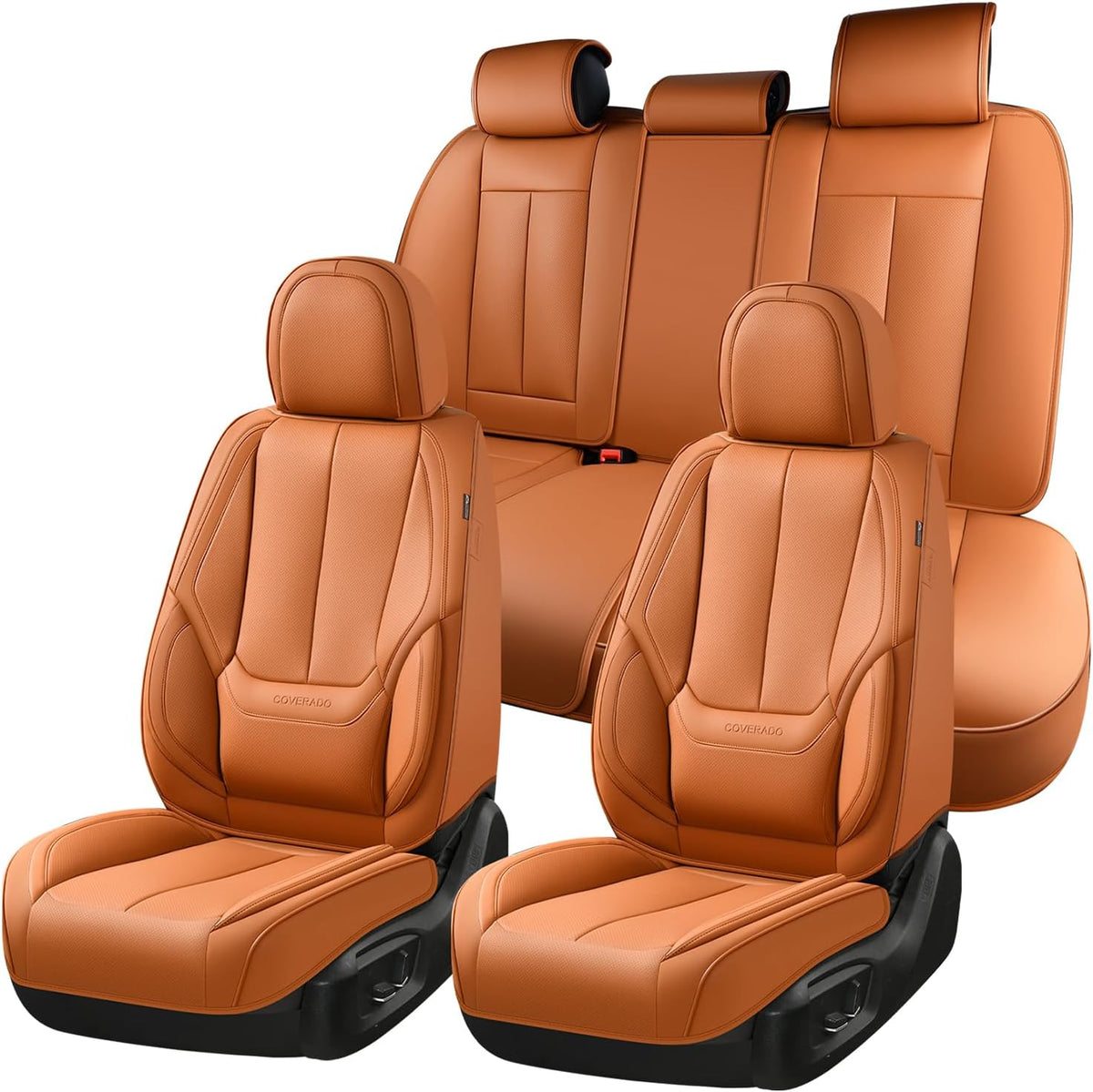 Coverado Seat Covers Full Set, Black Seat Covers for Cars 5 Seats, Car Seat Protector, Waterproof Nappa Leather Car Seat Cushion, Front and Rear Car Seat Cover Fit for Most Sedans SUV Pick-up Truck - Colors B
