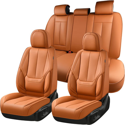 Coverado Seat Covers Full Set, Black Seat Covers for Cars 5 Seats, Car Seat Protector, Waterproof Nappa Leather Car Seat Cushion, Front and Rear Car Seat Cover Fit for Most Sedans SUV Pick-up Truck - Colors B