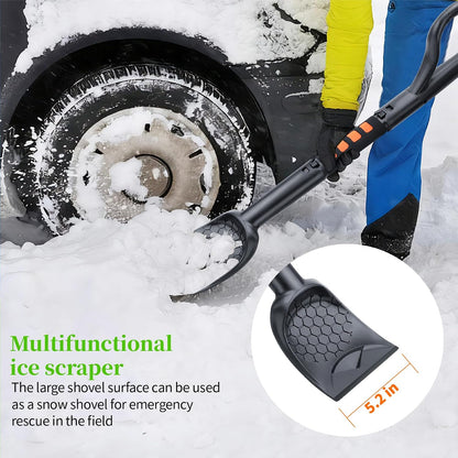 45.6" Ice Scraper and Snow Brush for Car Windshield [Silicone Bristles] ,3-in-1 Extendable Emergency Snow Shovel with Ergonomic Foam Grip and 360° Pivoting Brush Head for Christmas, Car Auto Truck SUV