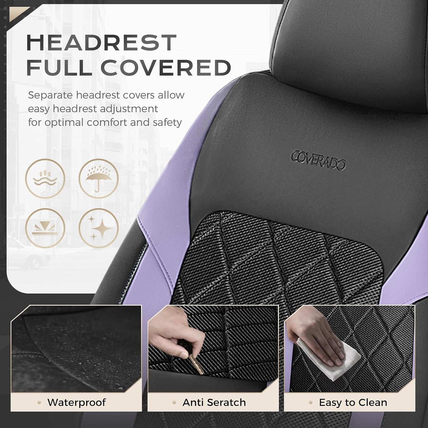 Coverado Car Seat Covers, Seat Covers Full Set, 5 Seats Automotive Seat Cover, Mesh Breathable Seat Protectors, Universal Fit for Most Cars