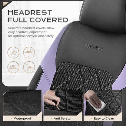 Coverado Car Seat Covers, Seat Covers Full Set, 5 Seats Automotive Seat Cover, Mesh Breathable Seat Protectors, Universal Fit for Most Cars