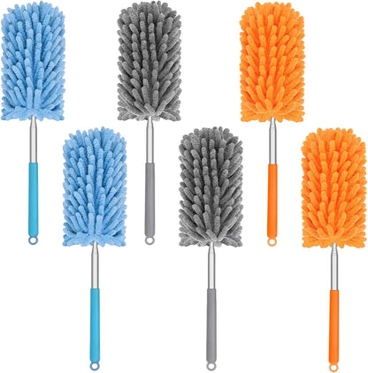 Mini Duster for Cleaning, 360° Bendable Hand Dusters with Extension Pole, Washable Small Duster for Car Interior, Office, Furniture