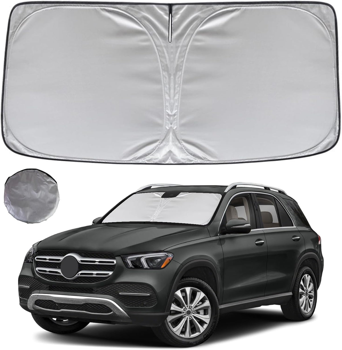 KAYZT Windshield Sun Shade for 2019-2025 2026 Chevy Silverado 1500 /GMC Sierra 1500 2500HD 3500HD Foldable Sunshade Front Window Custom Fit Car Accessories - Colors B