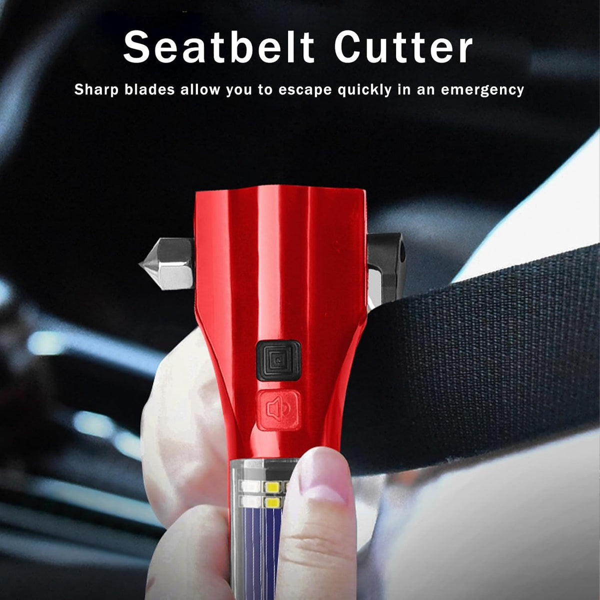 MOTORBUDDY 2-Pack Car Safety Hammer Seatbelt Cutter, Auto Emergency Escape Hammer with Window Glass Breaker and Seat Belt Cutter, Striking Red Escape Tool for Car Accidents