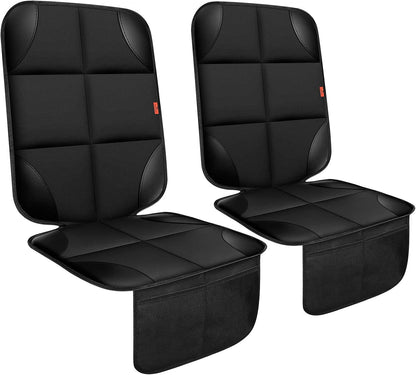 XHYANG Car Seat Protector 1 Pack Car Seat Cushion Mat Thickest Padding,Waterproof 600D Fabric Car Seat Covers for Non-Slip Backing Mesh Pockets for Baby and Pet (Black, 1 Pc)