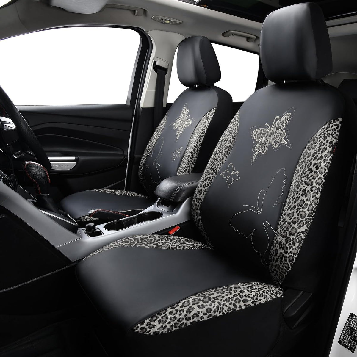 Flying Banner Butterfly car seat Covers ful Set Fashion Universal Lady Woman Female Rear Bench Split Colorized (Pink, 2 Fronts - Lace)
