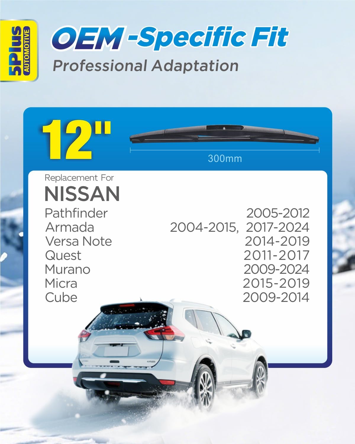 5 PLUS 26"+17" Windshield Wipers Blade Replacement for Nissan 02-06 19-24 Altima/07-12 20-24 Sentra/20-24 Versa Wiper Blades-Front All-Weather Wiper Blades Exact fit J-Hook Type (Pack Of 2)