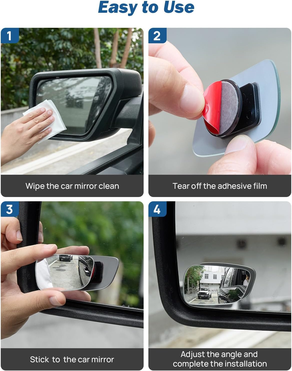 JOYTUTUS Blind Spot Mirror 2 Pack HD Frameless Convex Glass for Wide Angle View and Safer Lane Changing Compatible with Cars SUVs Trucks RVs Easy Stick On & Long Lasting Durability
