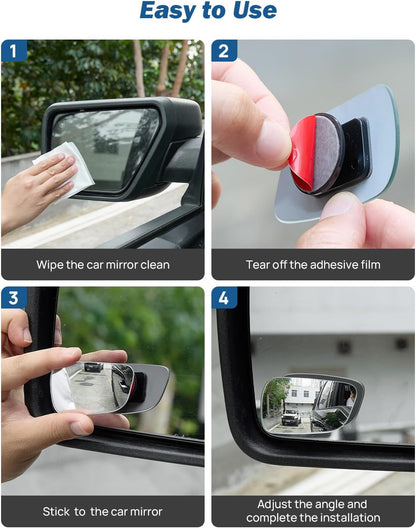 JOYTUTUS Blind Spot Mirror 2 Pack HD Frameless Convex Glass for Wide Angle View and Safer Lane Changing Compatible with Cars SUVs Trucks RVs Easy Stick On & Long Lasting Durability