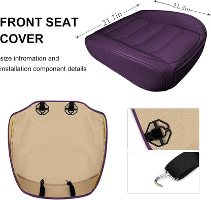BOPUOVRE Car Seat Cover for Luxury & Comfort - PU Leather, Anti-Slip, Full Wrap Protection with Storage Pocket for Bottom Cushion - Universal Fit for 95% of Vehicles (Black,1 Piece)