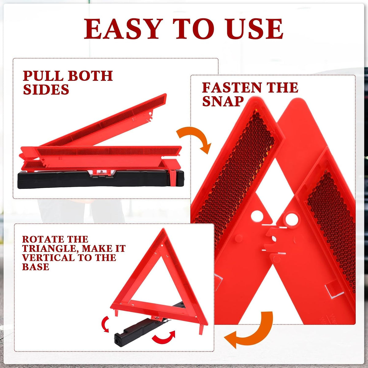 Kanayu 12 Pcs Warning Triangle Dot Approved Foldable Emergency Safety Triangles Reflective Road Safety Triangle with Carrying Case Heavy Base Roadside Warning Sign for Car Truck