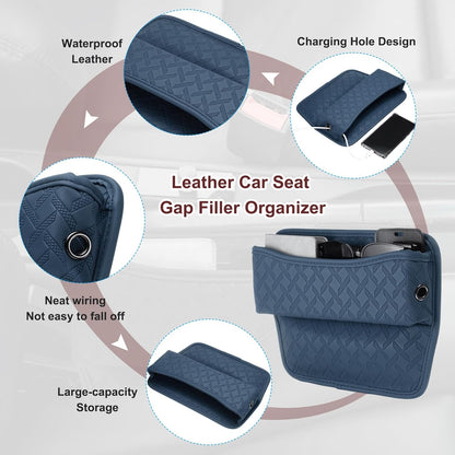 HARFINGTON 2pcs Car Seat Gap Filler Organizer 11.5 x 8 x 2.1 Inch Leather Universal Car Organizer Storage Box Between Seat and Console for Phone Sunglasses Keys, Brown