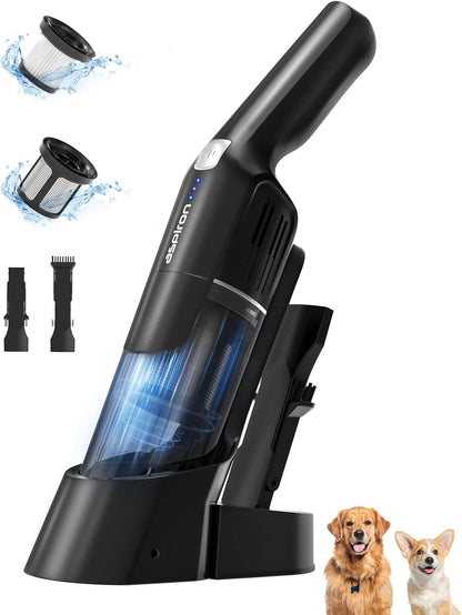 Aspiron Cordless Handheld Vacuum, 24KPA Powerful Car Vacuum, 2-Speed, 2 Charging Methods, Wireless Charger, Ergonomic Handle, Portable Rechargeable Vacuum Cleaner for Car, Home, Jet Black