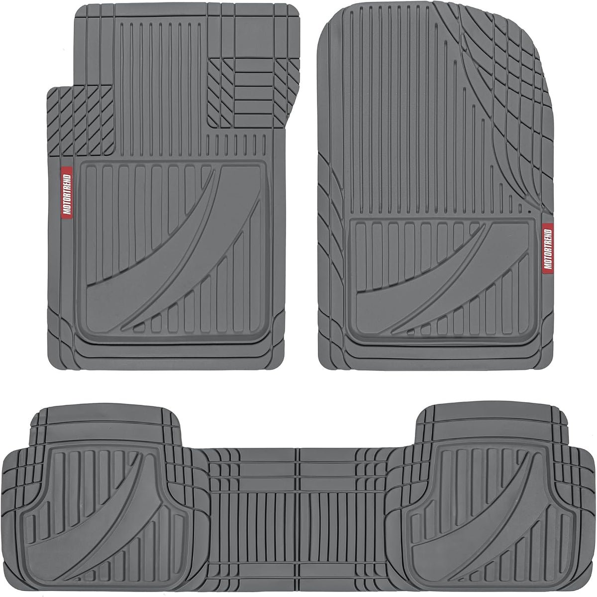 Motor Trend FlexTough Advanced Heavy Duty Black Rubber Car Floor Mats & Cargo Liner for SUV & Car Full Set - Universal Trim to Fit All Weather Automotive Floor Mat & Cargo Liners for SUV, Car, & Van