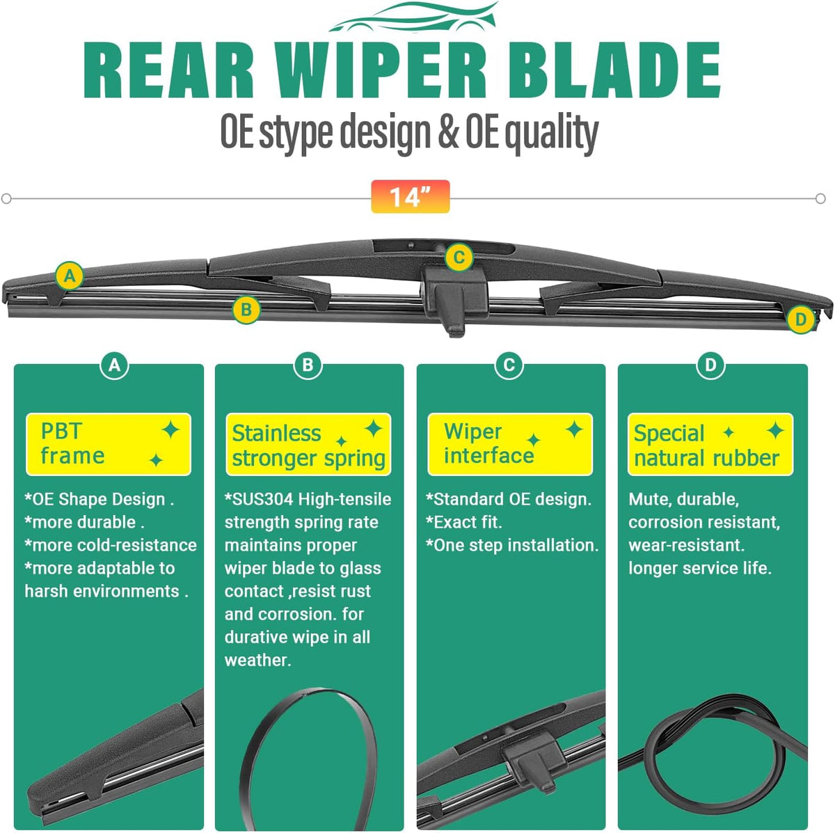 26" 16" 12" Windshield Wiper Blades Replacement for Toyota RAV4 2019 2020 2021 2022 2023 2024 2025 RAV 4 / Mazda 5 2006-2015 Premium All Weather Front Rear Wipers Set - OEM Quality (Pack of 3) - Colors A