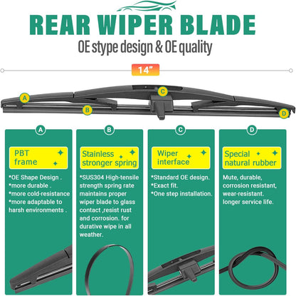 26" 16" 12" Windshield Wiper Blades Replacement for Toyota RAV4 2019 2020 2021 2022 2023 2024 2025 RAV 4 / Mazda 5 2006-2015 Premium All Weather Front Rear Wipers Set - OEM Quality (Pack of 3) - Colors A