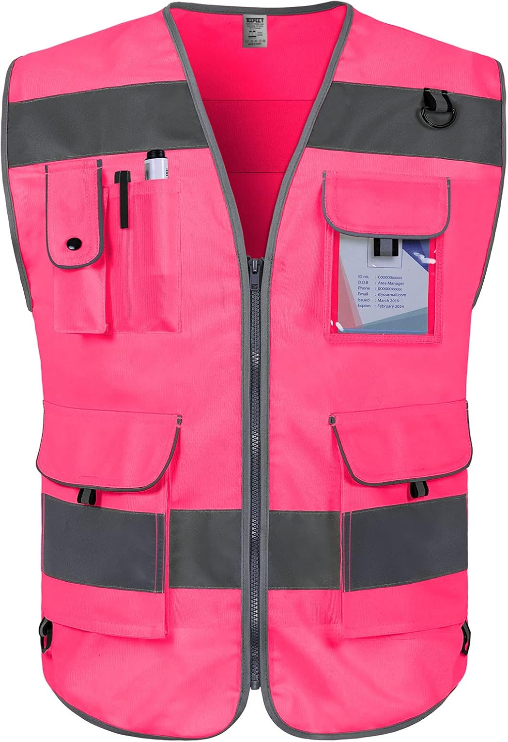 TCCFCCT Safety Vest for Men Women 9 Pockets High Visibility Vest for Safety, Reflective Work Vest with Reflective Strips, Meets ANSI/ISEA Standards, (Yellow, Large)