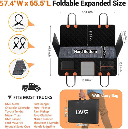 IJVAE Dog Seat Cover for Back Seat, Hard Bottom Back Seat Extender Holds 500 lbs, Waterproof & Nonslip Car Hammock for Large Pets, Comfortable Travel Seat Protector for SUV and Sedan