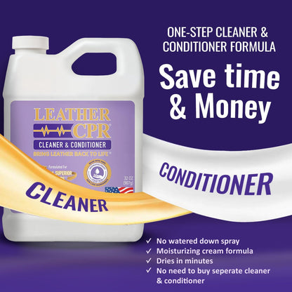 Leather CPR Cleaner and Conditioner 18oz. Bring Leather Back To Life on Furniture, Car Seats, Handbags, Jackets, Boots, Saddles, Purses & Shoes. Restores Shine, Softness & Color to Real Leather