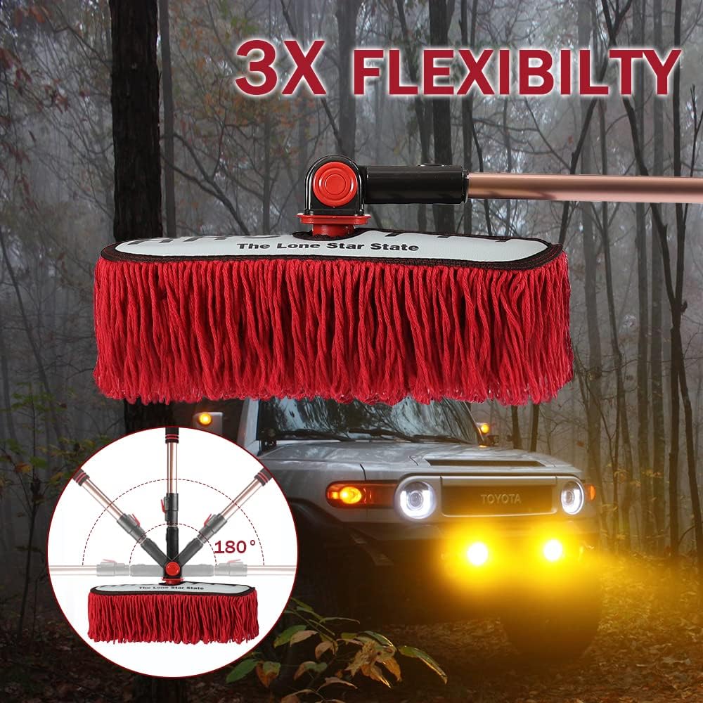 Car Duster Exterior Scratch Free Extendable Handle,Wax Cotton Hair Auto Brush Kit for Truck,SUV,RV and Motorcycle,Duster for Cleaning，No Lint（The Long Star State Designer License Plate）