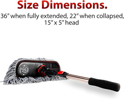 Adam's Polishes Microfiber Duster – Exterior Soft Premium Large Car Duster Kit Extendable Handle with Long Pole, Safe On Paint & Removes Dust, Pollen, Dirt, Cotton, Hair & More