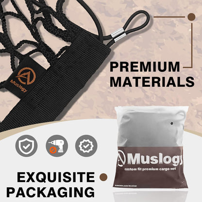 Muslogy Truck Bed Cargo Net Trunk Netting Compatible with 2023-2025 2026 Honda CR-V Accessories, Pickup Cargo Organizer SUV Sedan Storage Net w/Heavy Duty Carabiners - Colors A