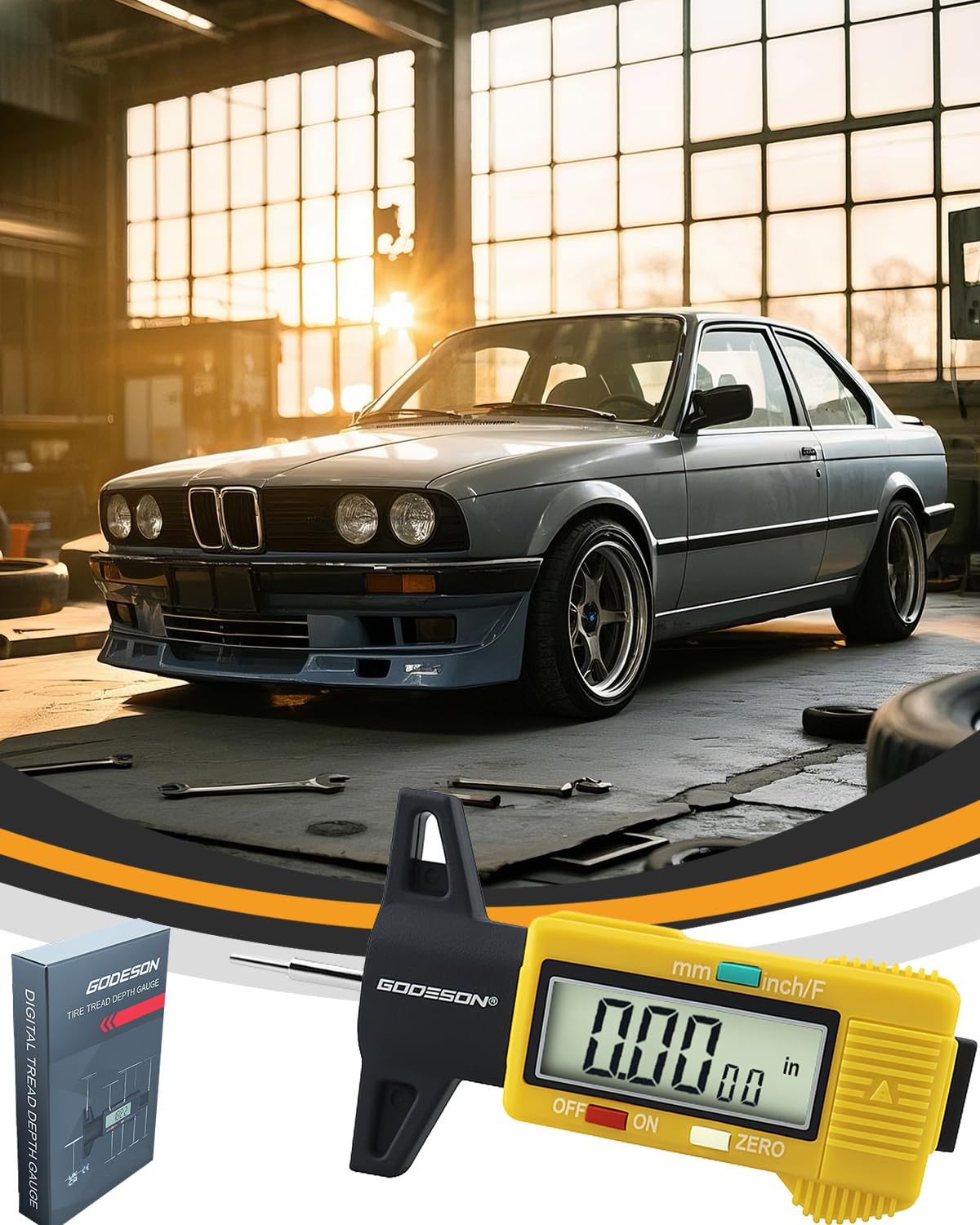 GODESON Tire Tread Depth Gauge, Digital Tire Tread Depth Gauge with 3 Modes-Fractional Inch, Decimal Inch and Millimeter, Tire Depth Gauge for Motorcycles, Cars, SUV, Easy to Read Tread Depth Gauge