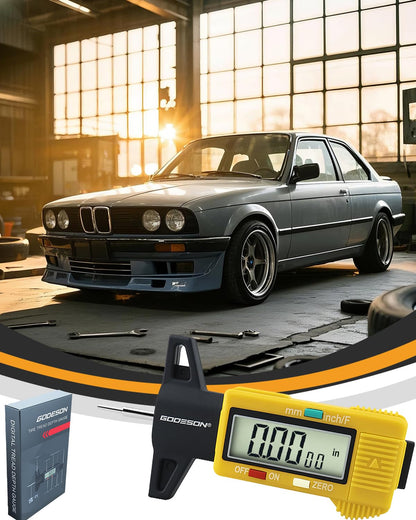 GODESON Tire Tread Depth Gauge, Digital Tire Tread Depth Gauge with 3 Modes-Fractional Inch, Decimal Inch and Millimeter, Tire Depth Gauge for Motorcycles, Cars, SUV, Easy to Read Tread Depth Gauge
