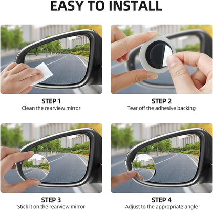 Blind Spot Mirror for Car (2 Pack) - HD Frameless Wide-Angle Convex Mirror for Side View Mirrors Blindspot - 2 Inch Round Self Adhesive Angle Adjustable Blind Spot Mirrors for Car, SUV, Trucks