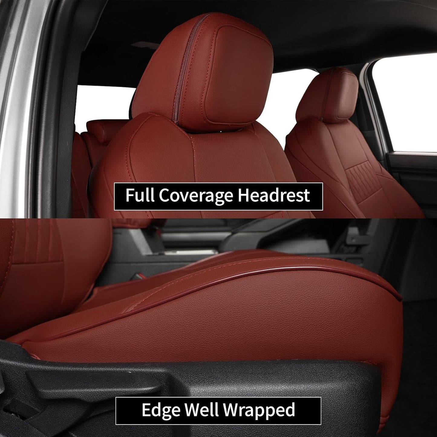 EKR Tacoma Car Seat Covers Custom Fit for Toyota Tacoma (Petrol) 2024 2025 2026 DoubleCab/CrewCab SR/SR5/TRD Sport/TRD Off-Road/Limited -Truck Seat Covers Full Set,Faux Leather(Black)