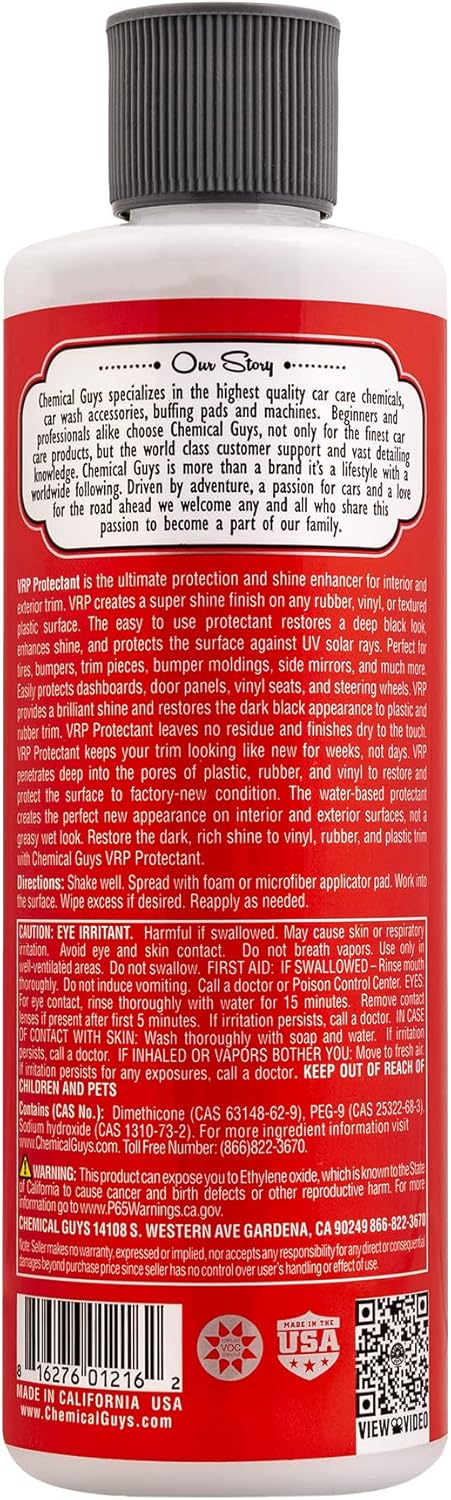 Chemical Guys VRP Vinyl, Rubber, and Plastic Dressing - Tire Dressing, Non-Greasy, Dry-to-the-Touch Shine for Tires, Trim, and More, Safe for Cars, Trucks, SUVs, RVs & More - 16 oz