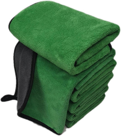 SOFTBATFY Ultrasoft, Large, Thick and Quick Drying Car Microfiber Cleaning Towel 800GSM Polishing Waxing Auto Detailing Towel Cloth (6pack,16 x 16inches) (Grey-Yellow)