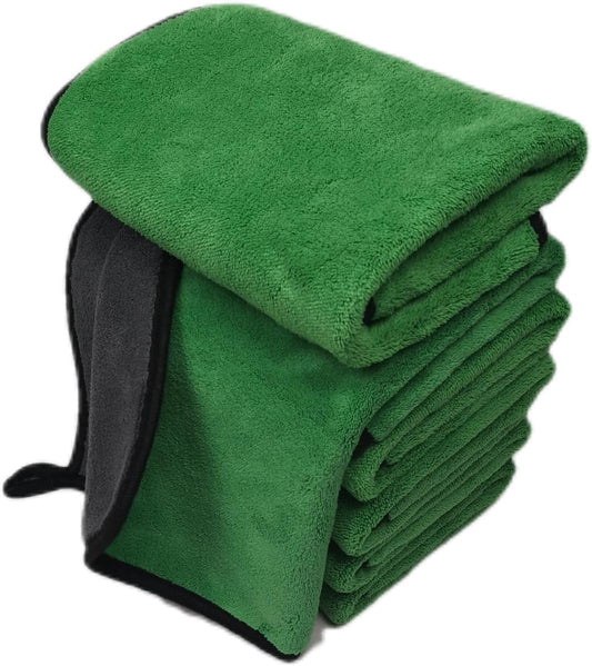 SOFTBATFY Ultrasoft, Large, Thick and Quick Drying Car Microfiber Cleaning Towel 800GSM Polishing Waxing Auto Detailing Towel Cloth (6pack,16 x 16inches) (Grey-Yellow)