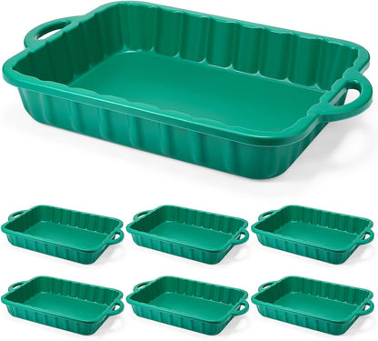 Baderke 2 Pcs 19.7 x 15.4 x 4 Inch Oil Drain Pans Green Oil Drip Tray Automotive Catch Pan 2 Gallon Square Green Container for Under Car to Keep Floor Clean