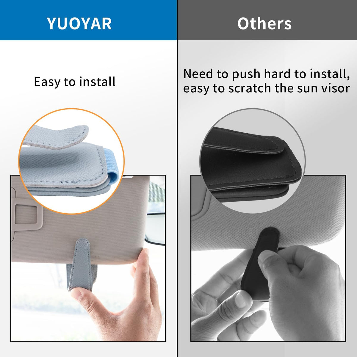 Yuoyar 2 Packs Magnetic Sunglass Holder for Car Visor (Grey) | Magnetic Interior Car Accessories
