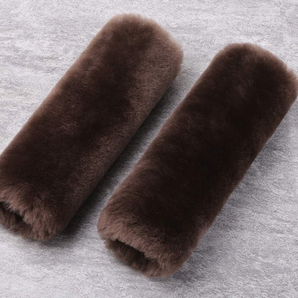 OGLAND Authentic Sheepskin Car Seat Belt Pad,2 Pack Soft Seat Belt Cover for Shoulder Pad Neck Cushion Protector Car Accessories by Genuine Natural Merino Wool (Misty Gray) - Colors B