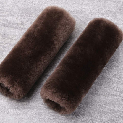 OGLAND Authentic Sheepskin Car Seat Belt Pad,2 Pack Soft Seat Belt Cover for Shoulder Pad Neck Cushion Protector Car Accessories by Genuine Natural Merino Wool (Misty Gray) - Colors B