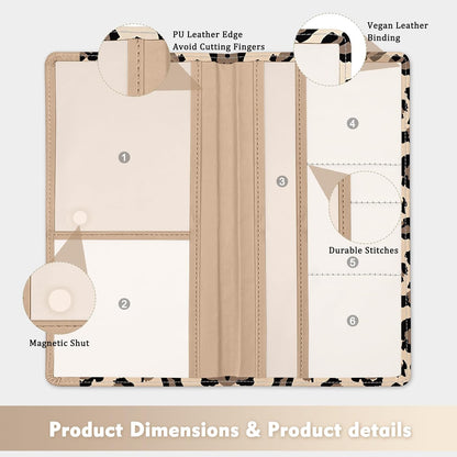 Car Registration and Insurance Holder, with Magnetic Closure for License, Cards and Documents, All Vehicle Needs and Car Accessories (Leopard-Black)