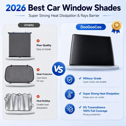 Car Window Shades for Baby, [100% UV Block & Ice-Crystal Cooling] Breathable Car Shade for Back Window Universal Fit for SUV, Sedan, Privacy & Safety (Medium), 2 Pack