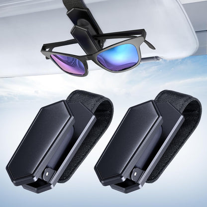 Veharvim Sunglass Holder for Car (One-Handed-Operation, Gentle & Secure Hold, Silicone Padded, Universal Fit, Metal Clip) Visor Sunglass Holder Clip,Visor Sunglass Car (Black, 2 Pack)