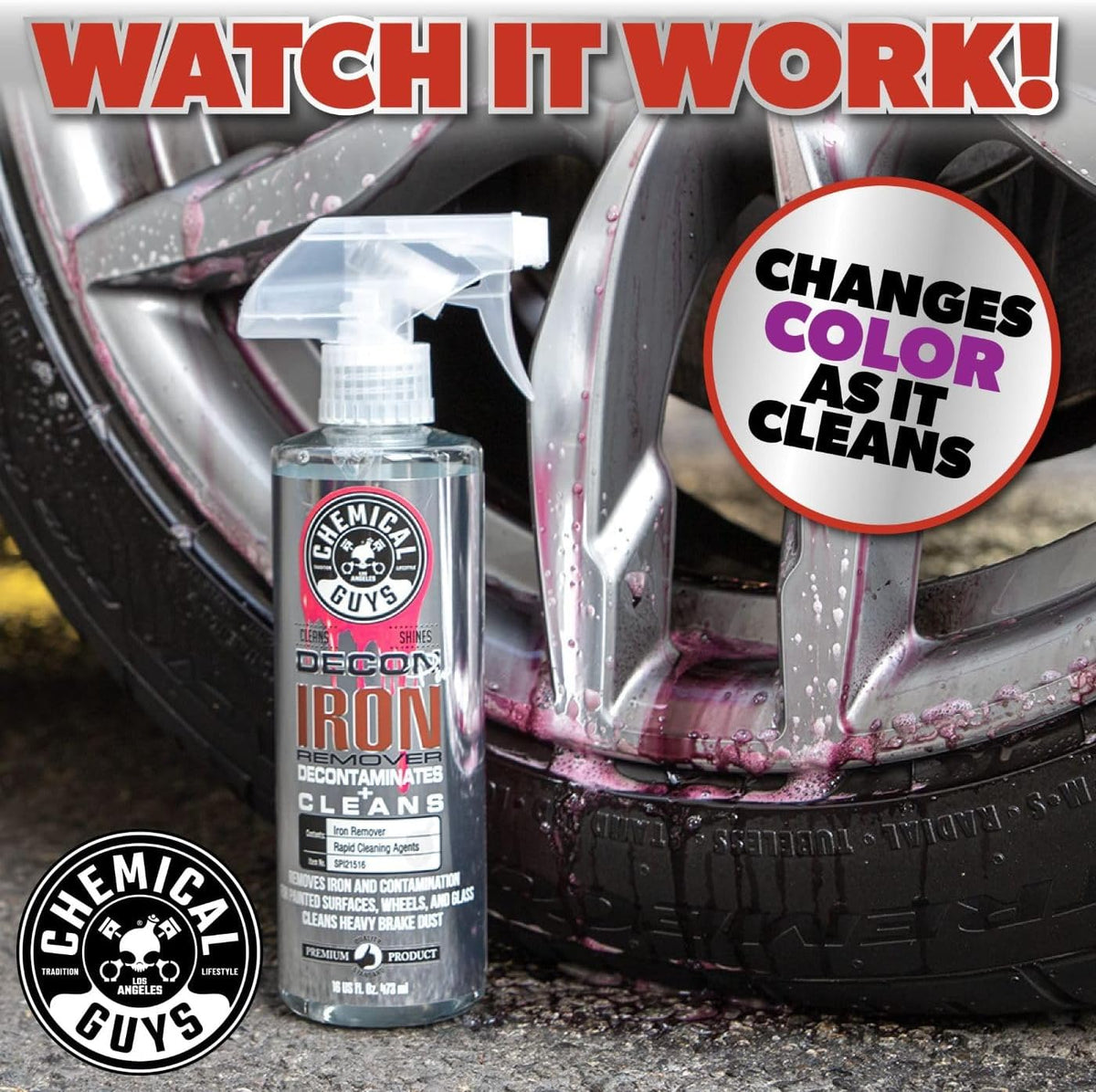 Chemical Guys Decon Pro Iron Remover and Wheel Cleaner – Professional Strength Fallout Remover, Brakes, Calipers, Exterior, Wheel and Tire Cleaner – Dissolves Brake Dust & Dirt, 16 oz
